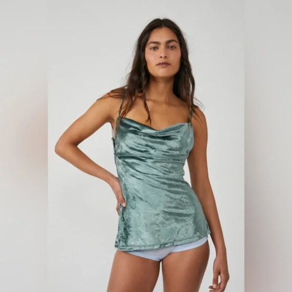 Free People All Night Velvet Tunic in Evergreen - Small - Picture 1 of 3